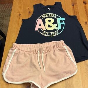 Abercrombie & Fitch Black and Pink Matching Set Tank Top